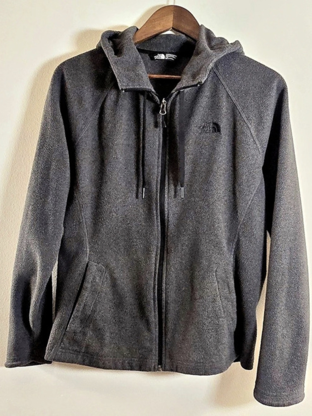 The North Face Charcoal Dark Gray Fleece Full Zip Hooded Jacket Women's Size L